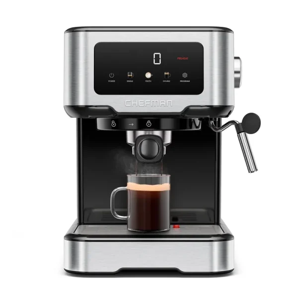 Chefman Craftbrew Espresso Machine W/ Steam Wand and Touch Controls - Stainless Steel