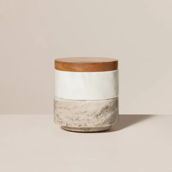3PC Marble Stacking Salt & Pepper Cellar White/Warm Gray - Hearth & Hand with Magnolia