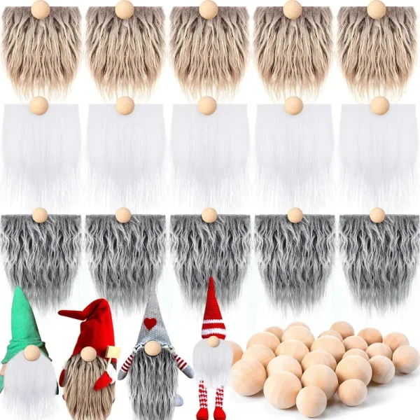15 Pcs Gnome Beards for Crafting Easter Day Faux Fur Fabric Precut Gnomes Beards
