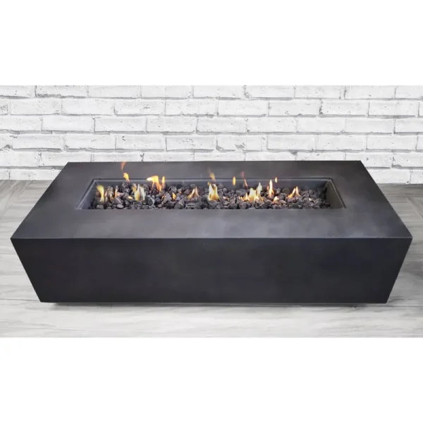 Rashid Concrete Propane Outdoor Fire Pit Table AllModern Size: 15" H x 56" W x 24" D, Finish: Charcoal