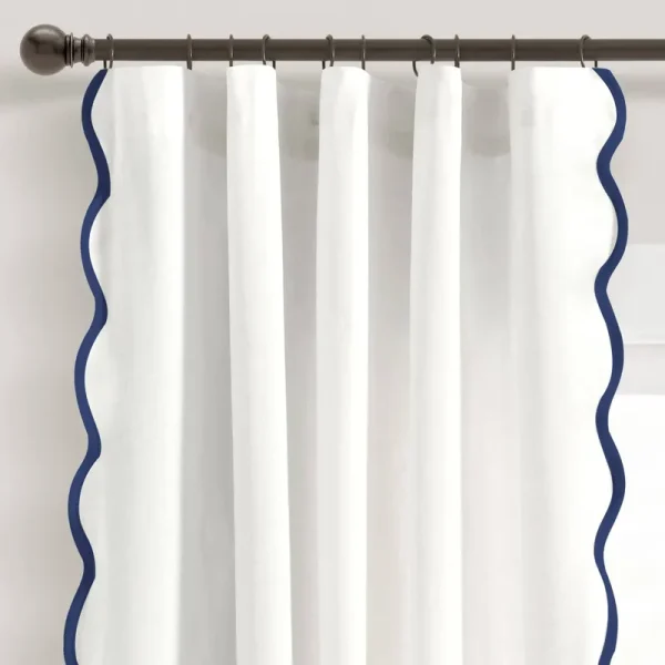 Coastal Chic Scallop Edge Window Curtain Panel Set , 52"W x 84"L/Navy
