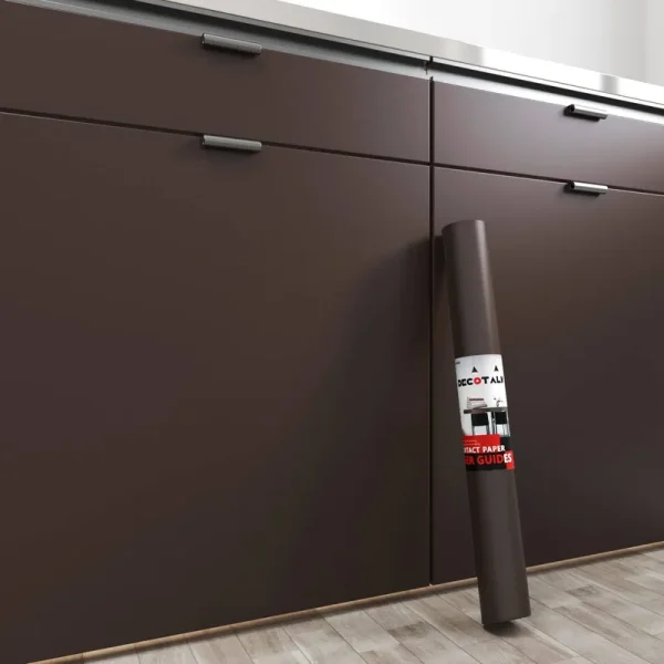 Decotalk Dark Brown Contact Paper - Peel and Stick Wallpaper Self Adhesive Contact Paper for Cabinets Decorative 17.7"x120" Solid Brown Wallpaper