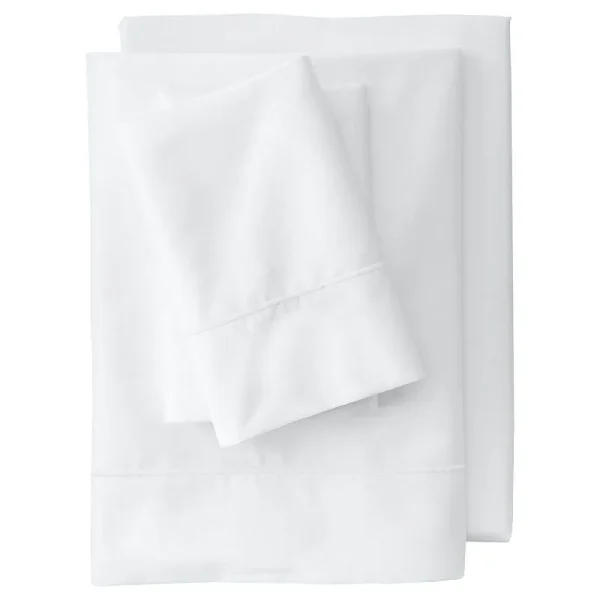 Lands' End 400 Thread Count Premium Supima Cotton No Iron Sateen Sheet Set, White, Twin