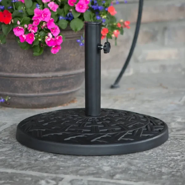 Walker Edison Cross Weave Round Umbrella Base - Black