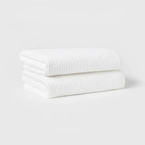 2pk Quick Dry Ribbed Bath Towel Set - Threshold