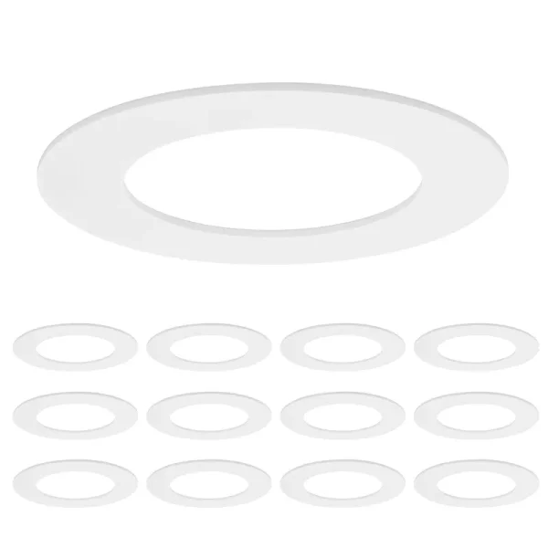 Maxxima 12 Pack 4 in. Goof Rings for Recessed Lights, Can or Canless Lighting Round Downlight Trim Ring, Outer Diameter 6.7 Inner Diameter 4.25,