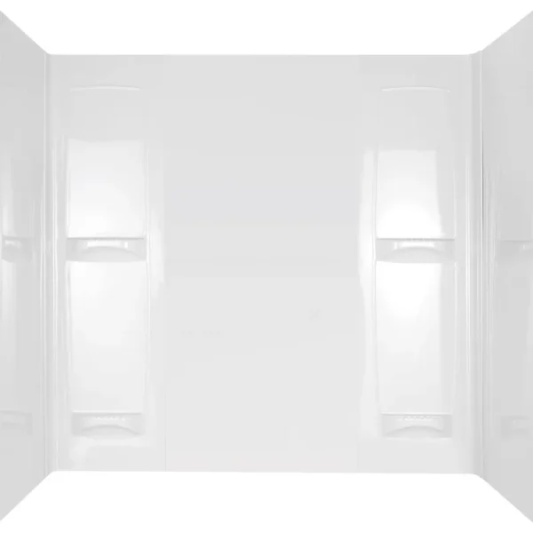 Pro-Series 32 in. x 60 in. x 57 in. 5-Piece Easy Up Adhesive Tub Surround in White