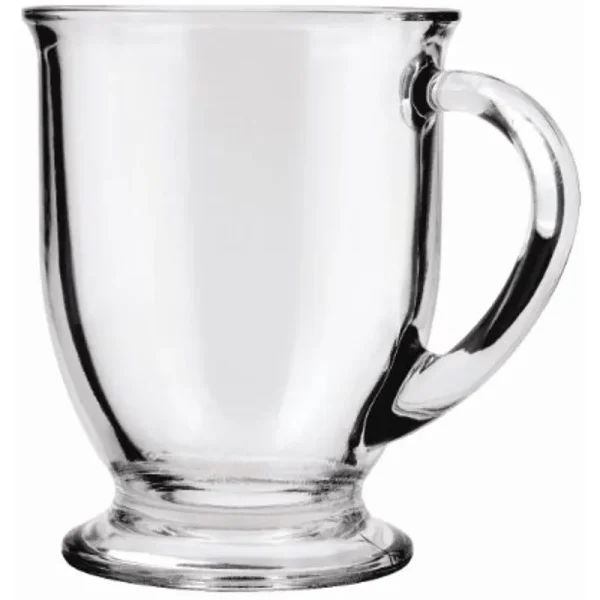 Anchor Hocking Glass 16 Ounce Cafe Mug, Set of 4, Clear