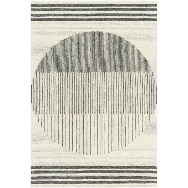 AllModern Uptown Geometric Hand Tufted Wool Area Rug in Beige/Black Rug Size: Rectangle 4' x 6'