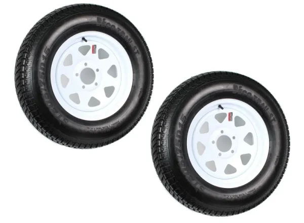 Trailer Tire on Rim ST205/75D15 205/75 D 15 In. LRC 5 Hole White Spoke