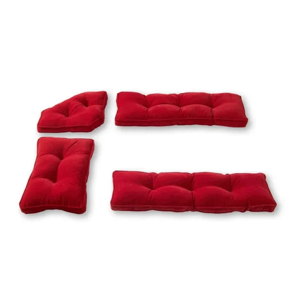 Greendale Home Fashions 4-Piece Nook Cushion Set Hyatt, Scarlet