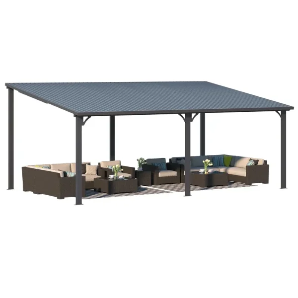 AECOJOY 20'X12' Hardtop Gazebo Outdoor Pergola Lean to Metal Pergolas
