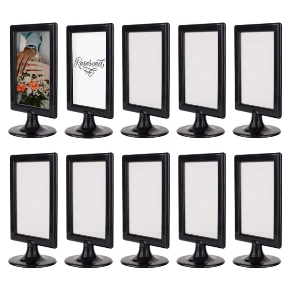 Alben Double Sided Standing Picture Frames - (Black, 10 Count) 4x6 inch Pedestal Photo Frame with Inserts and Base - 2 Sided Frame for Vertical