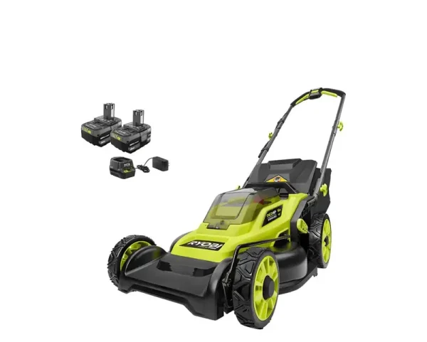 Ryobi ONE+ HP 18V Brushless 16 in. Cordless Battery Walk Behind Push Lawn Mower with (2) 4.0 Ah Batteries and (1) Charger