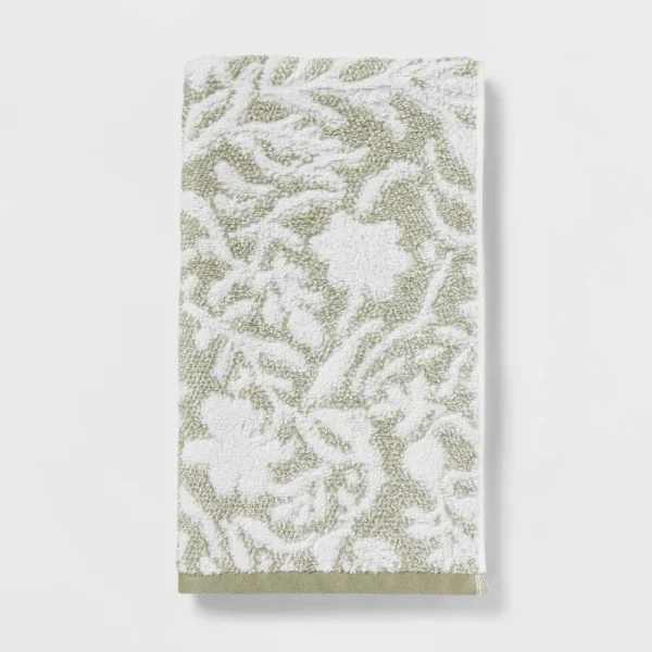 Performance Plus Hand Towel Light Green Floral - Threshold