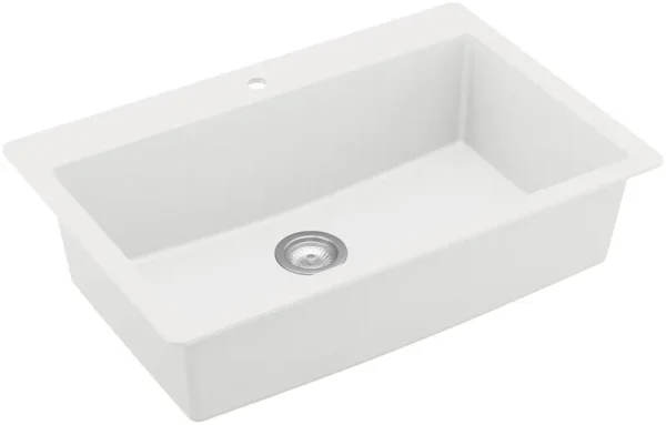 Karran QT-812 Quartz 33 in. Large Single Bowl Drop-In Kitchen Sink in White