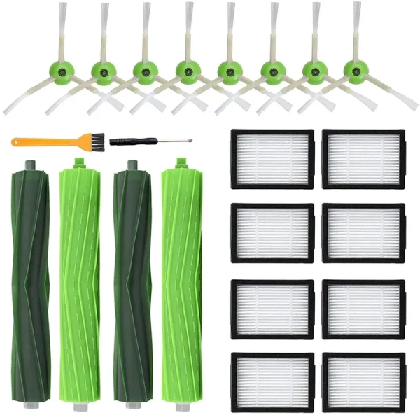 Mochenli Replacement Parts for iRobot Roomba i7 i7+ i3 i3+ i4 i4+ I6 i6+ i8 i8+ E5 E6 E7 &J7 j7+ Vacuum Cleaner,2 Set Rubber Brushes,8 HEPA Filters, 8
