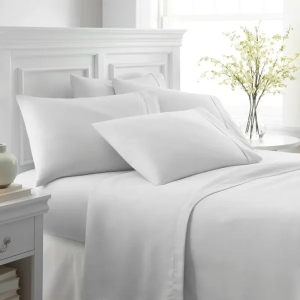 Merit Linens Ultra-Soft 6-Piece Bed Sheet Set - Queen - White
