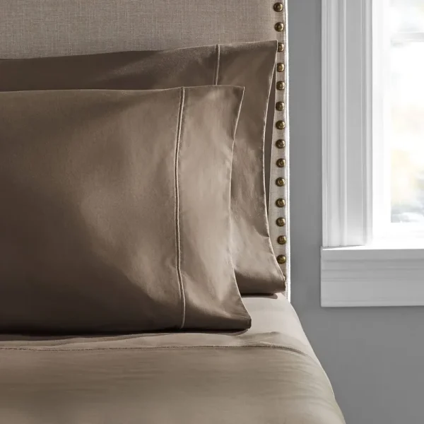 Hotel Style Sateen 600 Thread Count 100% Cotton Pillowcases, Manatee Grey, Standard, 2-Pieces, Size: SPC