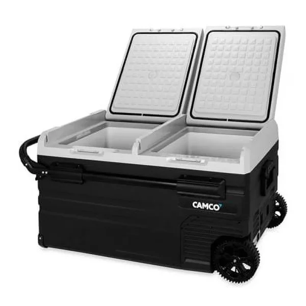 Camco CAM - 750 75 - Liter Portable Compact Fridge/Freezer | Features Bluetooth Capable Remote Access & 2 Compartments W/Dual Zone Cooling | Adjusts from - 4 F to 68 W/2 Cooling Modes ECO & MAX (51520)