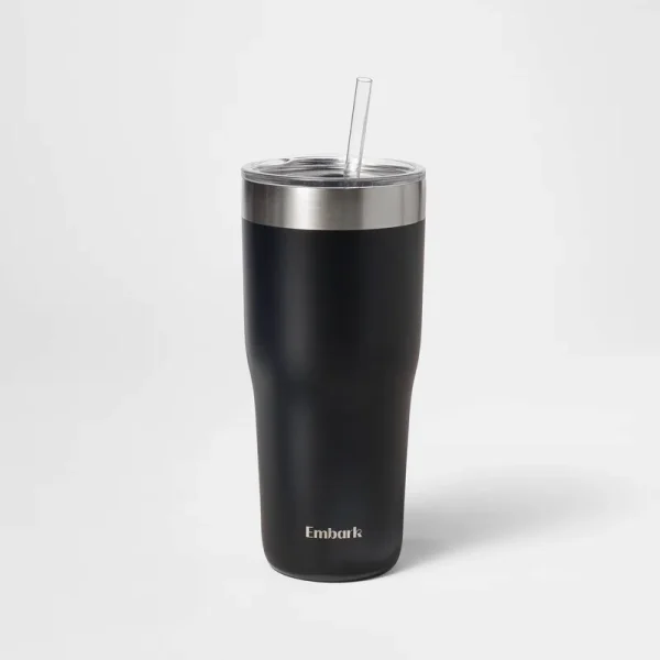 30oz Stainless Steel Straw Tumbler Black - Embark
