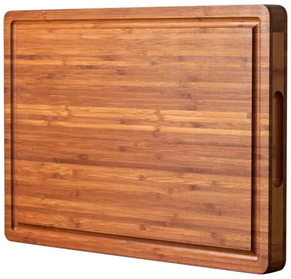 Allsum Large Wood Cutting Board for Kitchen, 1�� Thick Bamboo Cheese Charcuterie Board, Butcher Chopping Block, with Juice Grooves and H
