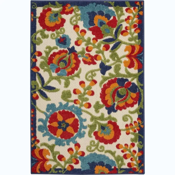 Nourison Aloha Multicolor Transitional Tropical Indoor/Outdoor Area Rug 2'8" x 4'