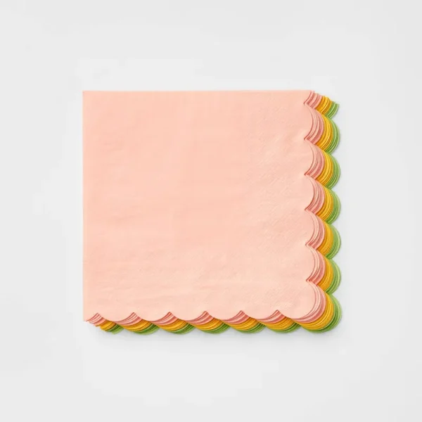 30ct Spring Scalloped Lunch Napkins Light Pink - Spritz