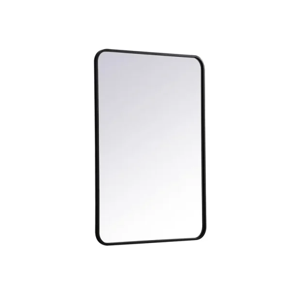 Sabine Metal Rounded Rectangle Wall Mirror Finish: Black, Size: 36'' H x 24'' W