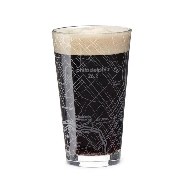 Philadelphia 26.2 - Marathon Map Pint Glass Standard (No Custom Additions)
