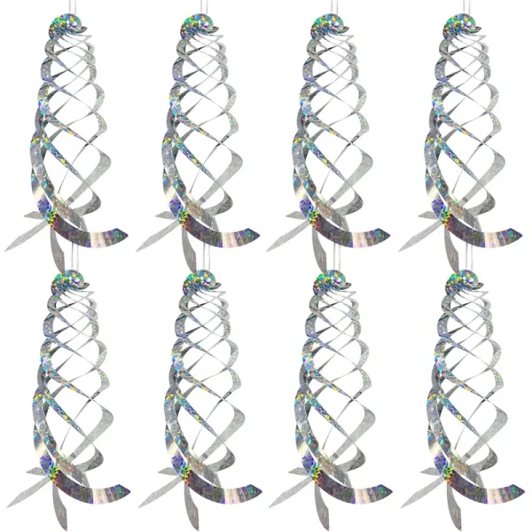 Sfcddtlg, 8 Pcs Bird Spiral Hanging Reflectors-15.8 inch Outdoor Hanging Reflective Device-Garden Decoration to Prevent Birds from Entering The House