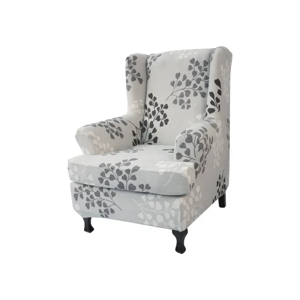 NILUOH Wing Chair Slipcovers 2 Pieces Stretch Spandex Wingback Chair Covers Sofa Slipcover Printing Wingback Armchair Slipcovers Furniture Protector