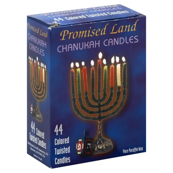 Promised Land Chanukah Candles, Twisted, Colored - 44 candles