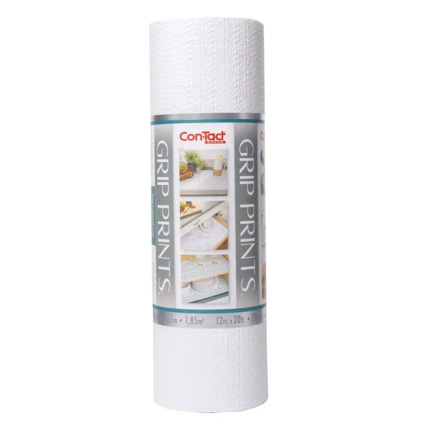 Con-Tact Brand Grip Prints Non-Adhesive Non-Slip Counter Top, Drawer/Shelf Liner, 12" x 20', White