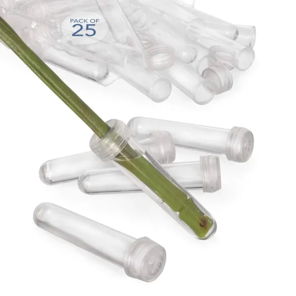Royal Imports Floral Water Tubes/Vials for Flower Arrangements, Clear 3" (1/2" Opening) Standard 25/Pack w/Caps