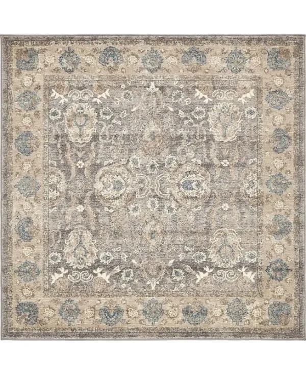 Unique Loom Salzburg Gaisberg Rug Gray / Square 5' x 5'