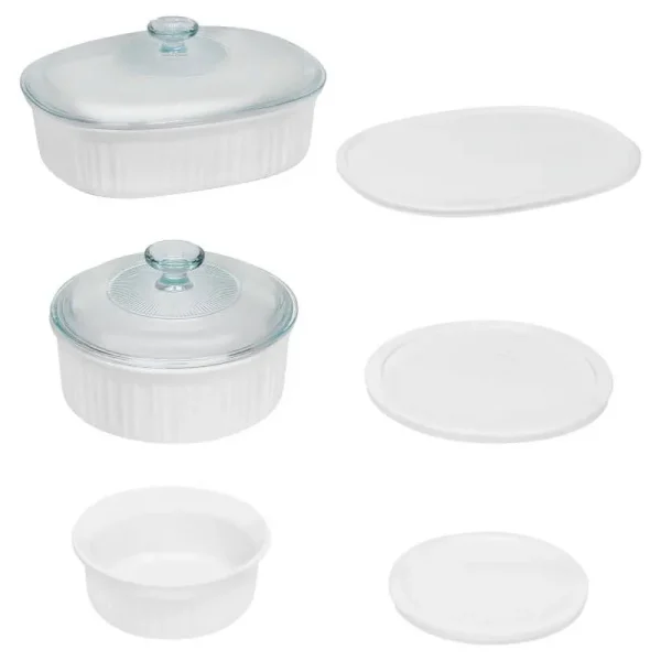 Corningware French White Round & Oval Baking Casserole Set 8 Piece