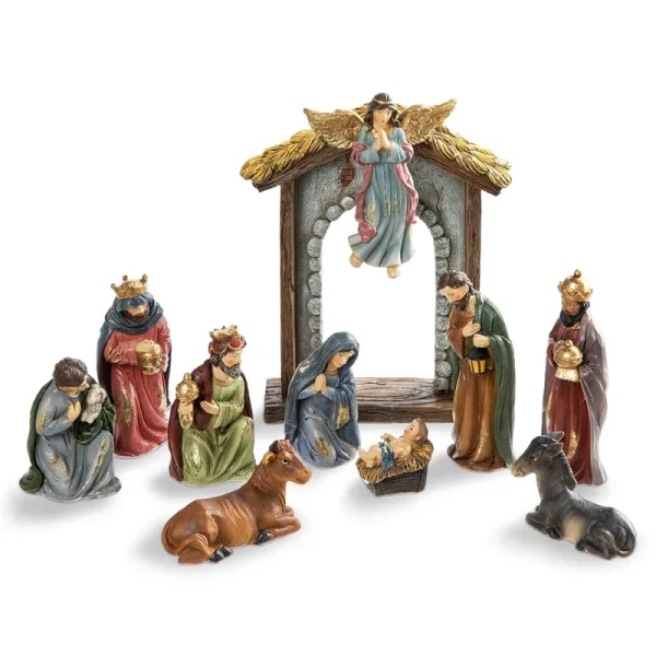 Glitzhome - Nativity Scene 11-Piece Resin Figurine Set