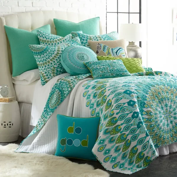 Levtex Mirage Quilt Set - Teal - Full/Queen