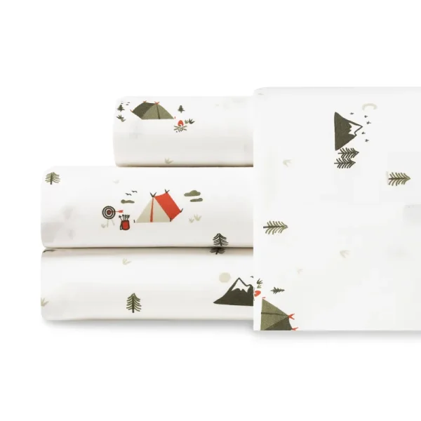 Eddie Bauer Cascade Camping Cotton Percale Sheet Set - Green - Twin