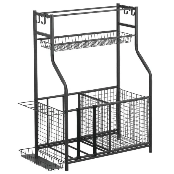 mDesign Metal Heavy Duty Garage Sports Storage Rack with Top Shelf - Matte Black