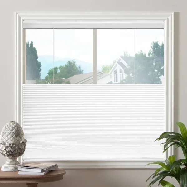 Biltek Cordless Top-Down & Bottom-Up Cellular Honeycomb Pleated Blinds Sheer Shades, Child & Pet Safe - White, 18 inchw x 64 inchh, Size: 18 Width x