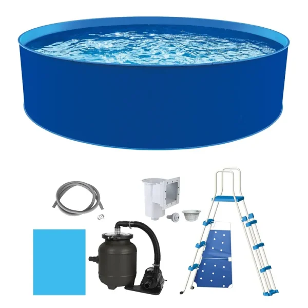 Blue Wave Cobalt Steel Wall Pool Package - 15-ft Round 48-in Deep