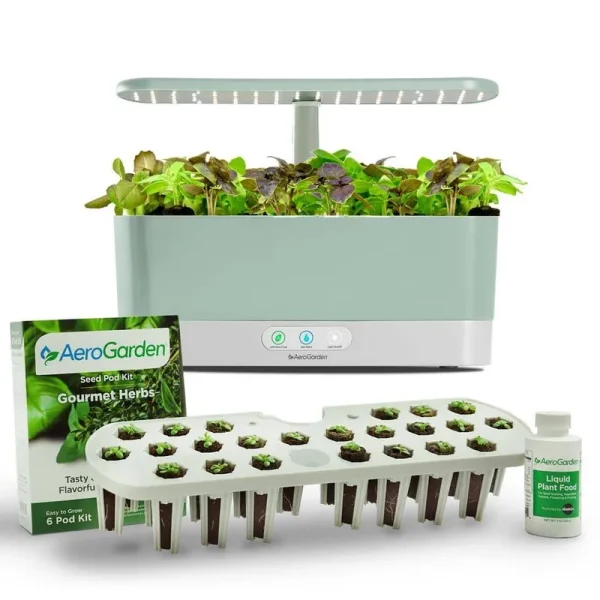 AeroGarden Harvest Slim Sage with Seed Starting System Bundle, Green