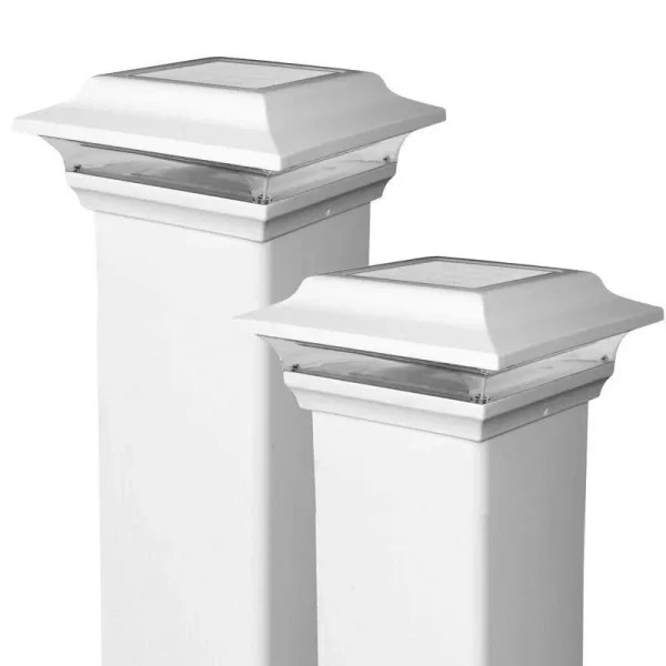 Classy Caps 5x5 White Aluminum Imperial Solar Post Cap (Set of 2)