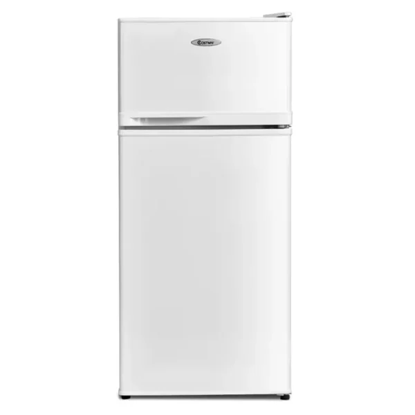 Canddidliike 2 Doors Cold - Rolled Sheet Compact Refrigerator - White, Fridge with Freezer, Fridge, Adjustable Thermostat