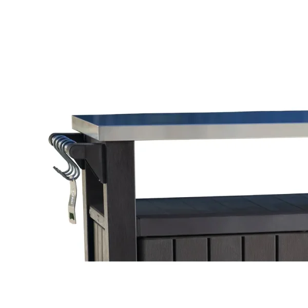 Keter Unity XL Portable Outdoor Table and Storage Cabinet with Hooks F
