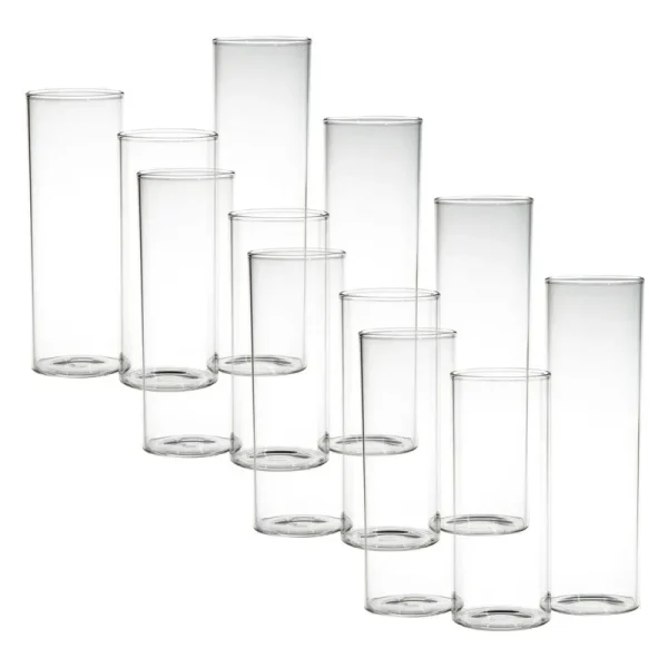 Fun Express Bulk Glass Cylinder Vase Set - 12 PC