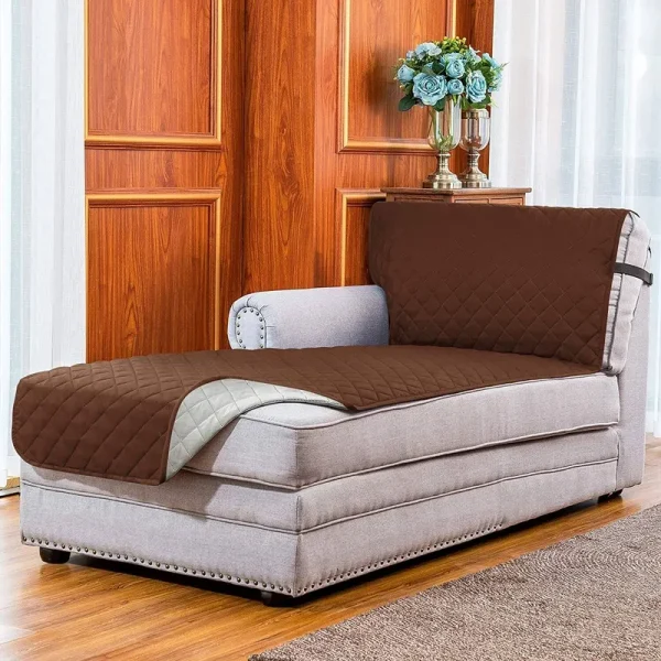 Subrtex Reversible Chaise Sofa Slipcover Chocolate, Brown