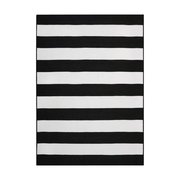 Better Homes & Gardens 7' x 10' Black and White Striped Outdoor Rug, Size: 7 x 10